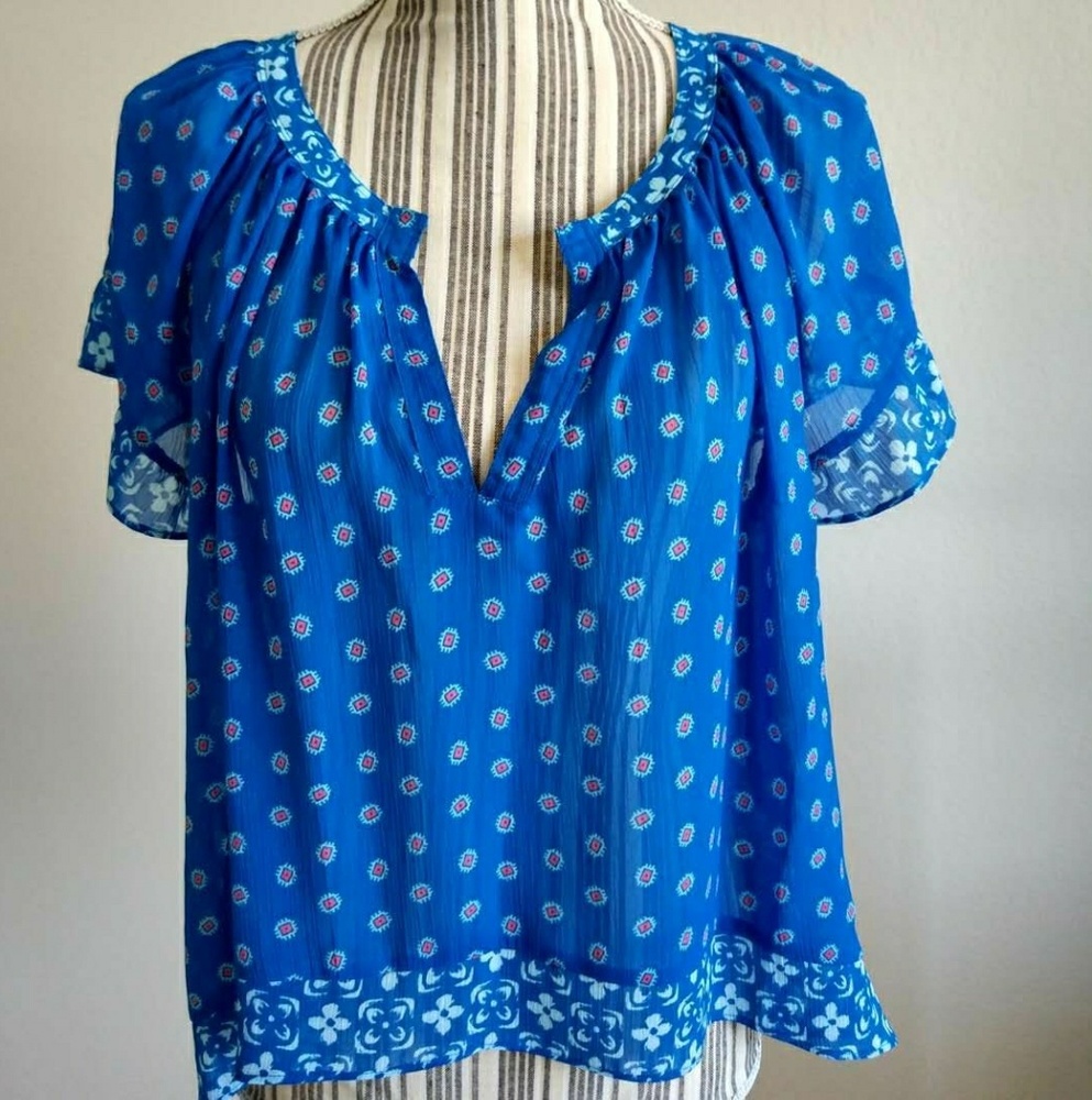 Hollister Summer Blue Thin Printed Top